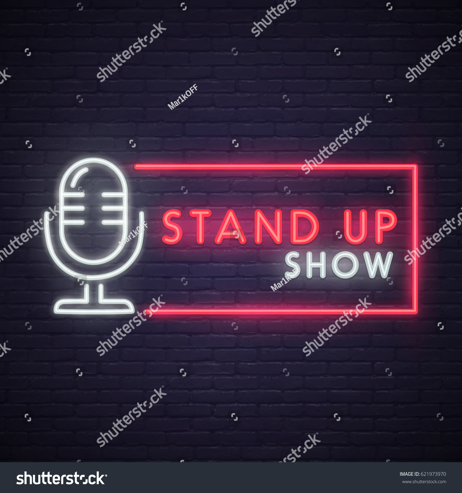 Stand Neon Sign Neon Sign Bright Stock Vector (Royalty Free) 621973970 ...