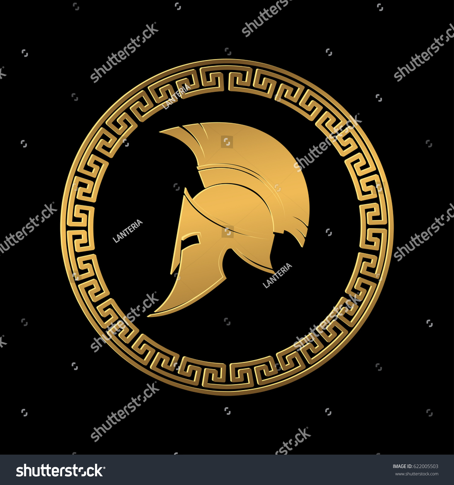 Symbol Spartan Helmet Ornament Greek Style Stock Illustration 622005503 ...