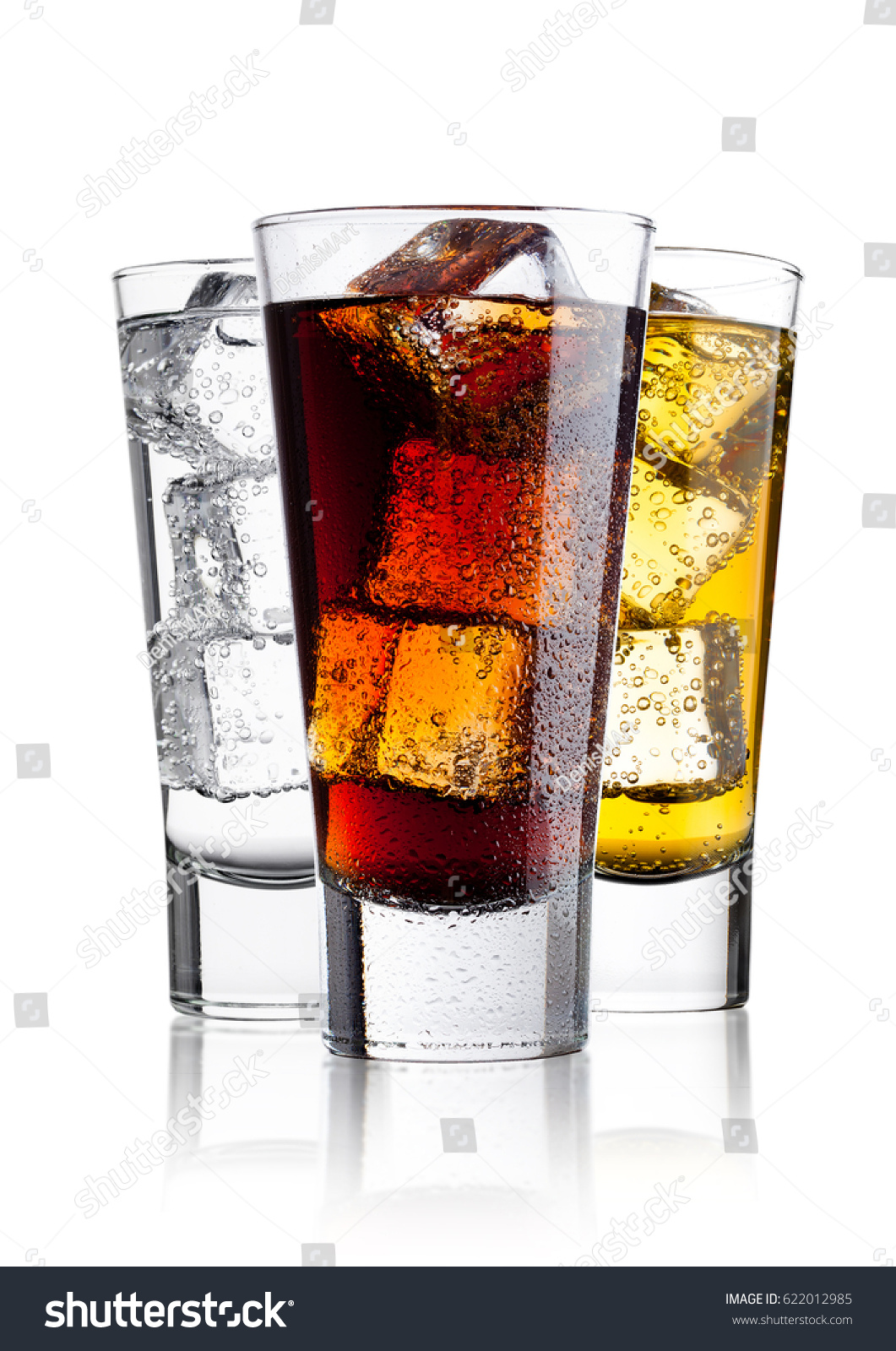 Glasses Energy Drink Cola Sparkling Water Stock Photo 622012985 ...