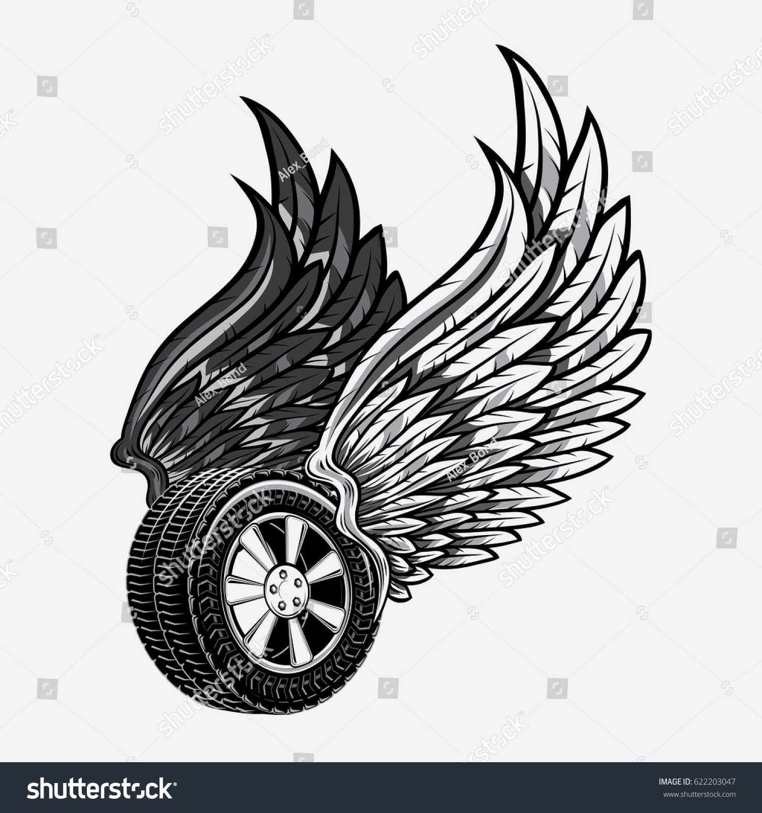 Колесо с крыльями логотип