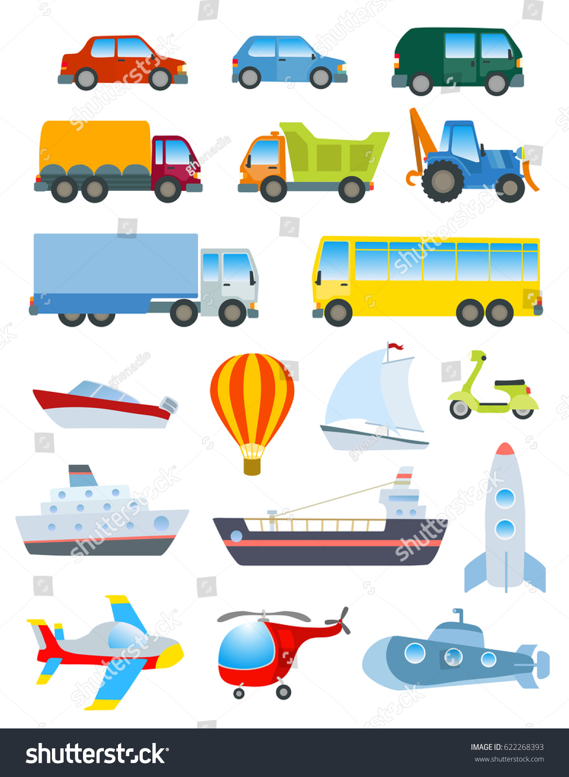 Cute Transport Set Simple Cartoon Road Stock Vector (Royalty Free ...