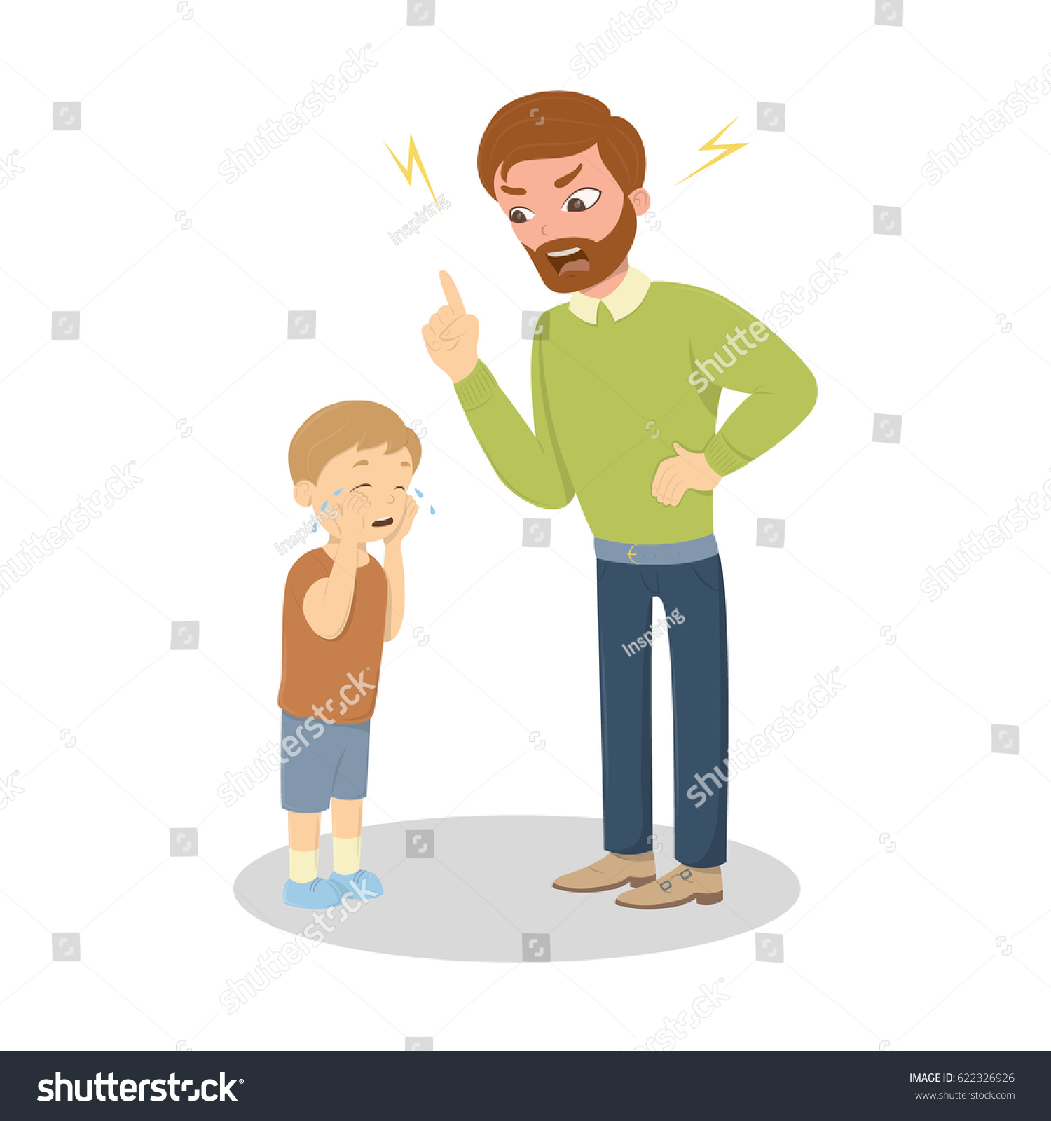 Father Abuse Son Angry Dad Yells Stock Vector (Royalty Free) 622326926 ...