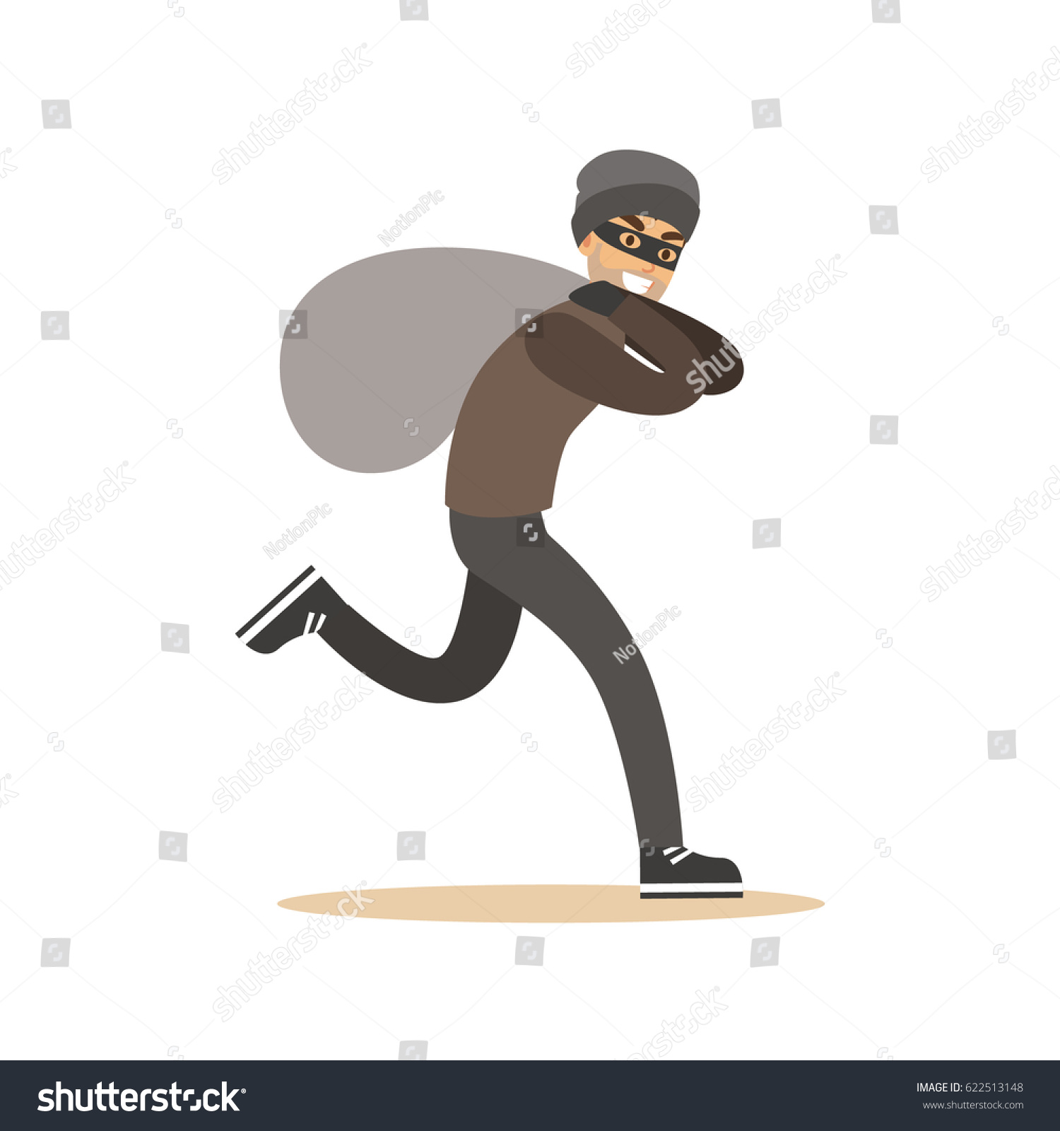 Robber Mask Running Huge Sack Colorful Stock Vector (Royalty Free ...