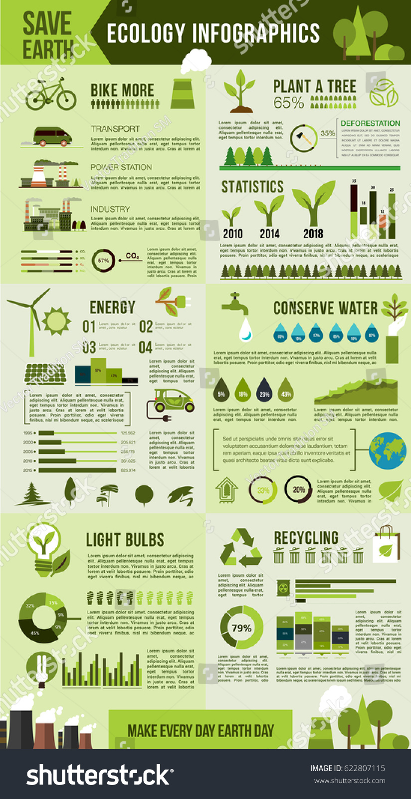 Ecological Environment Infographic Green Energy Recycle Stock Vector ...