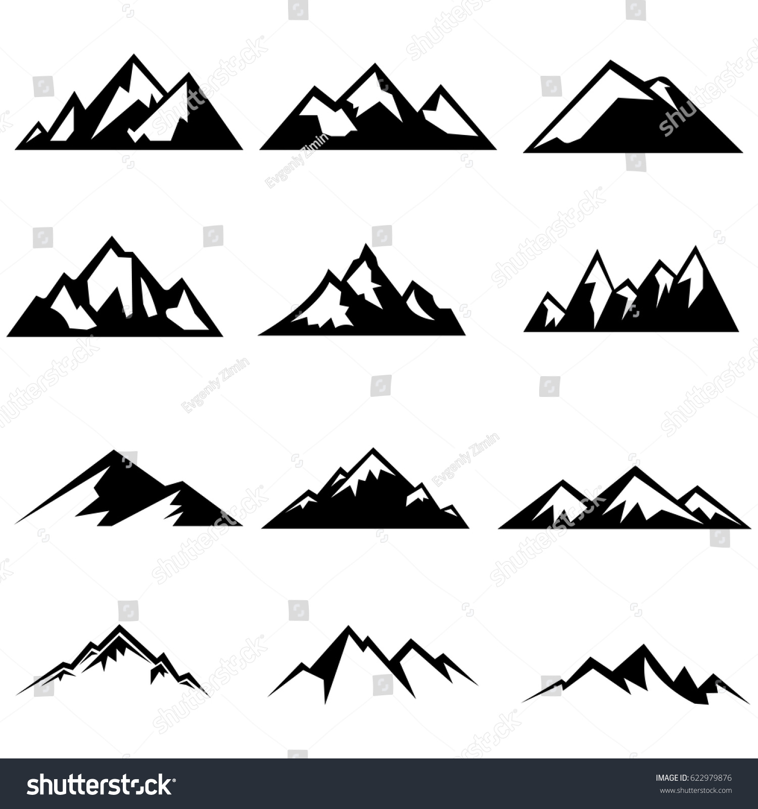 Set Mountains Silhouettes Mockups Creating Logo Stock Vector (Royalty ...