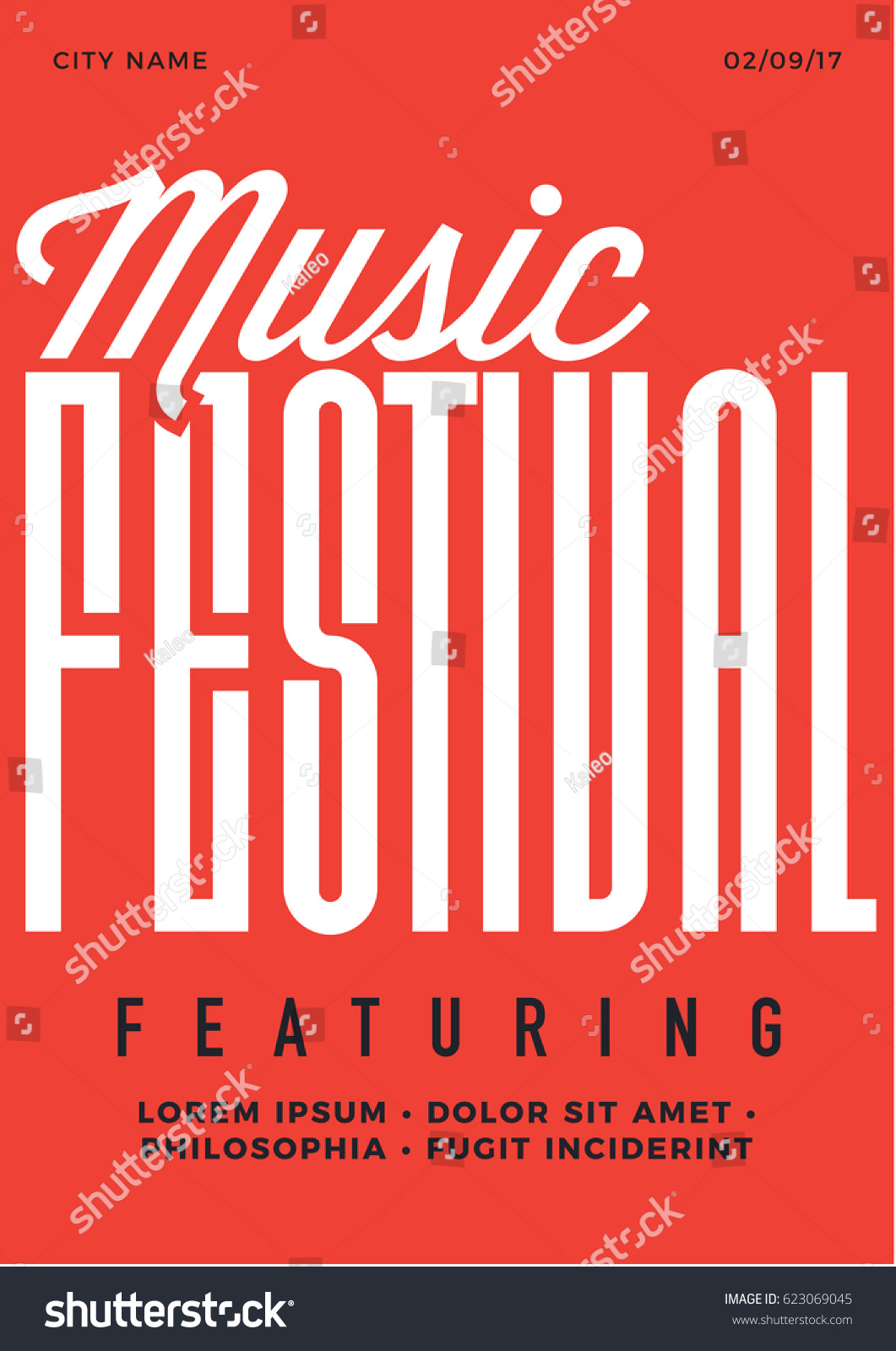 Beautiful Music Festival Vector Typography Poster Stock Vector (Royalty ...