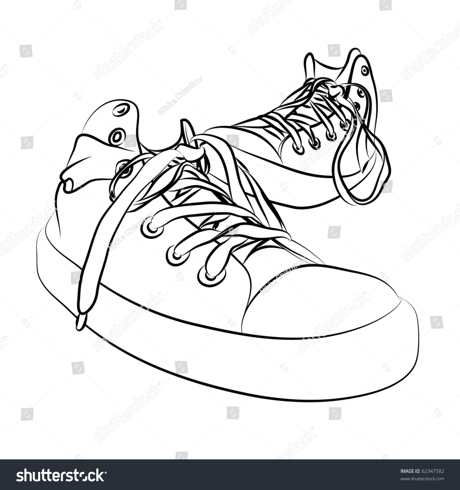 Black Vector Sneakers On White Background Stock Vector (Royalty Free ...