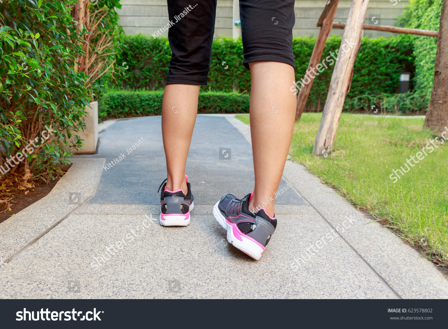 Sporty Woman Ankle Sprain While Jogging Stock Photo 623578802 ...