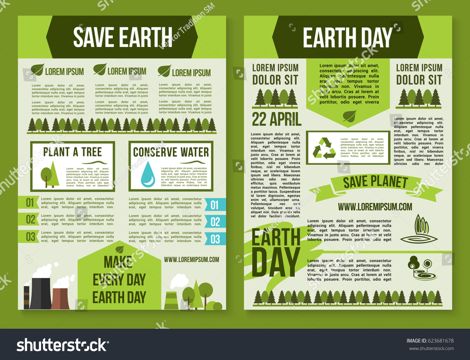 Save Planet Earth Day Poster Template Stock Vector (Royalty Free ...