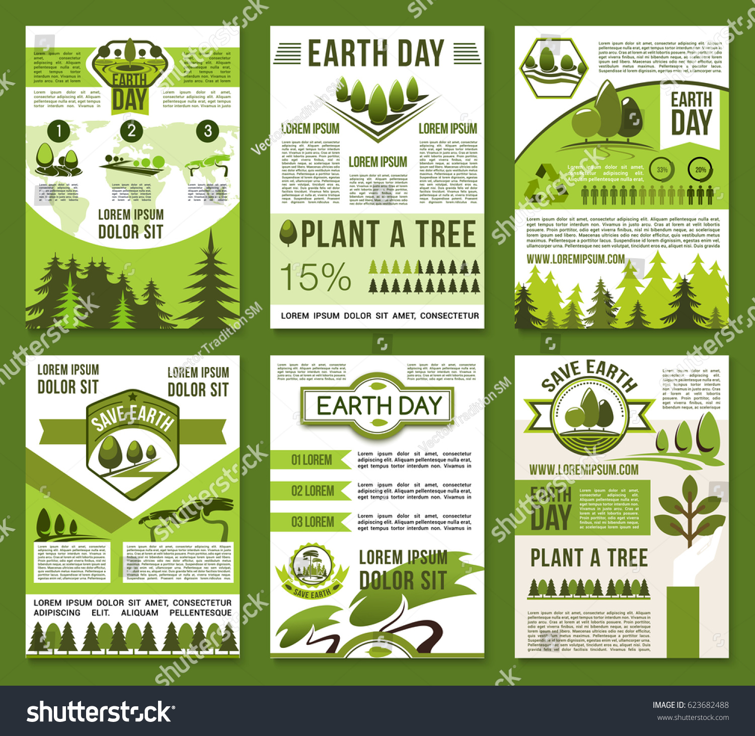 Earth Day Ecology Conservation Poster Set Stock Vector (Royalty Free ...