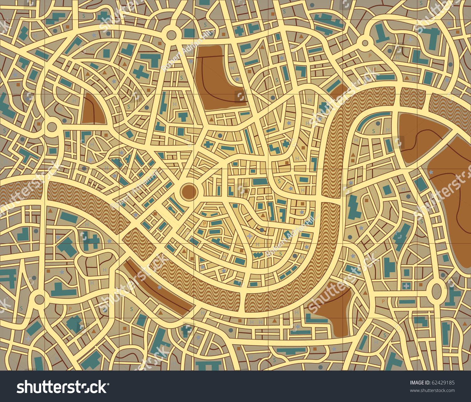 Illustration Street Map Without Names Stock Illustration 62429185 ...