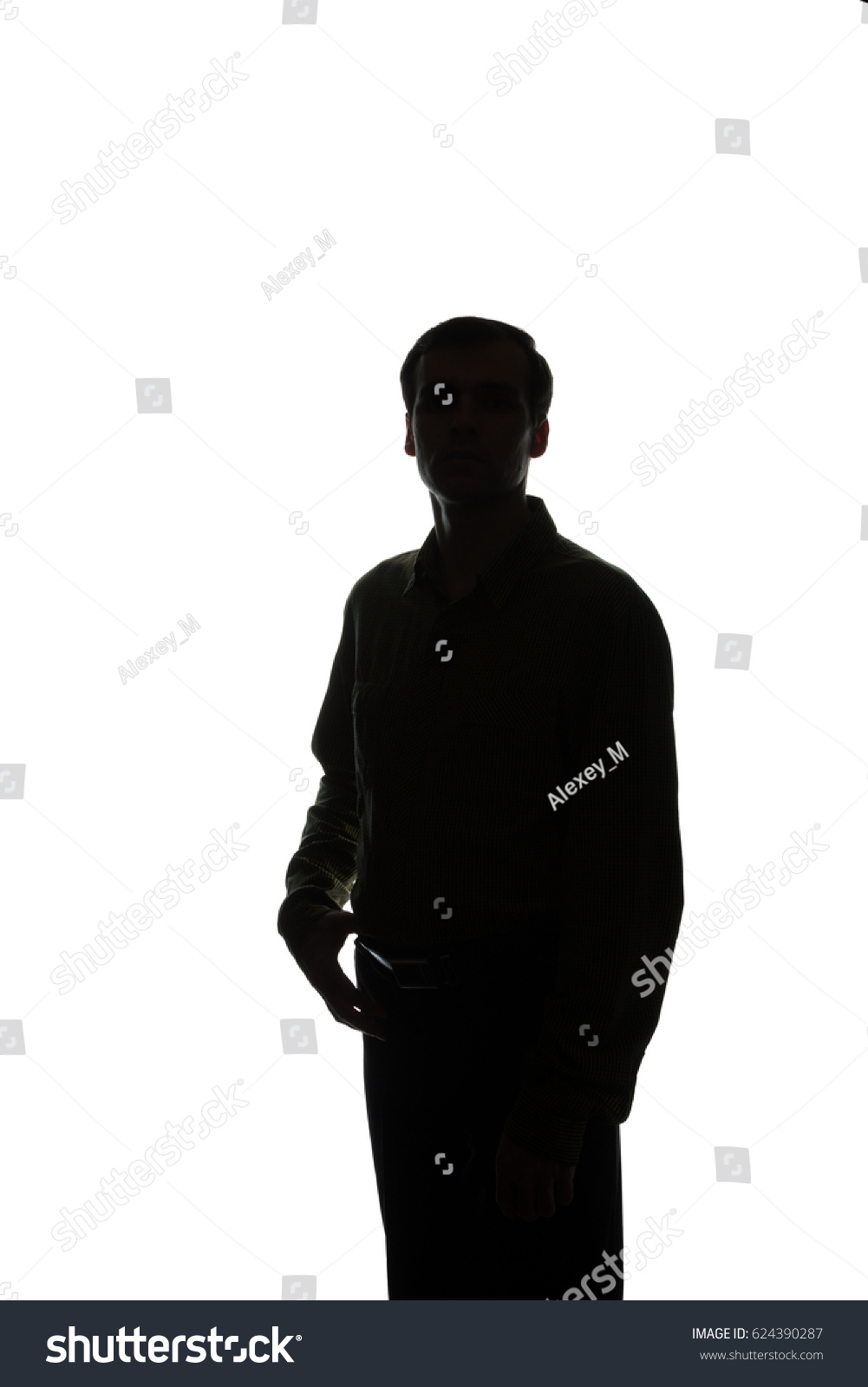 Portrait Young Man Front View Silhouette Stock Photo 624390287 ...