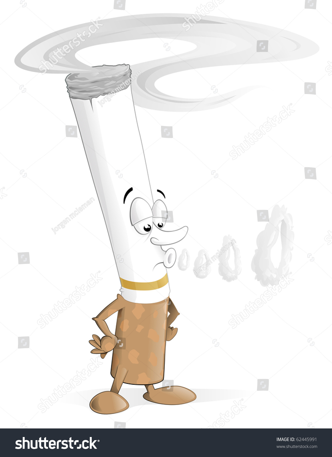 Vector Illustration Cartoon Cigarette Character Blowing Stock Vector ...