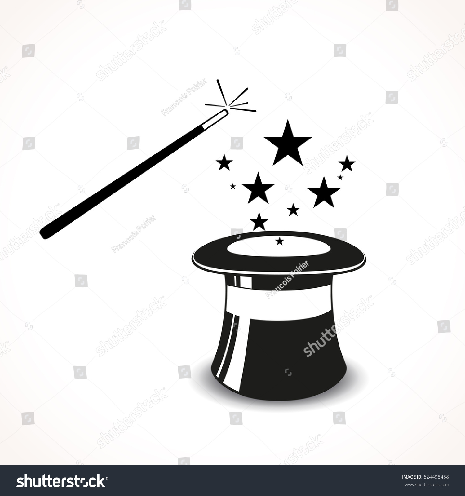 Illustration Magic Hat Wand Stock Vector (Royalty Free) 624495458 ...