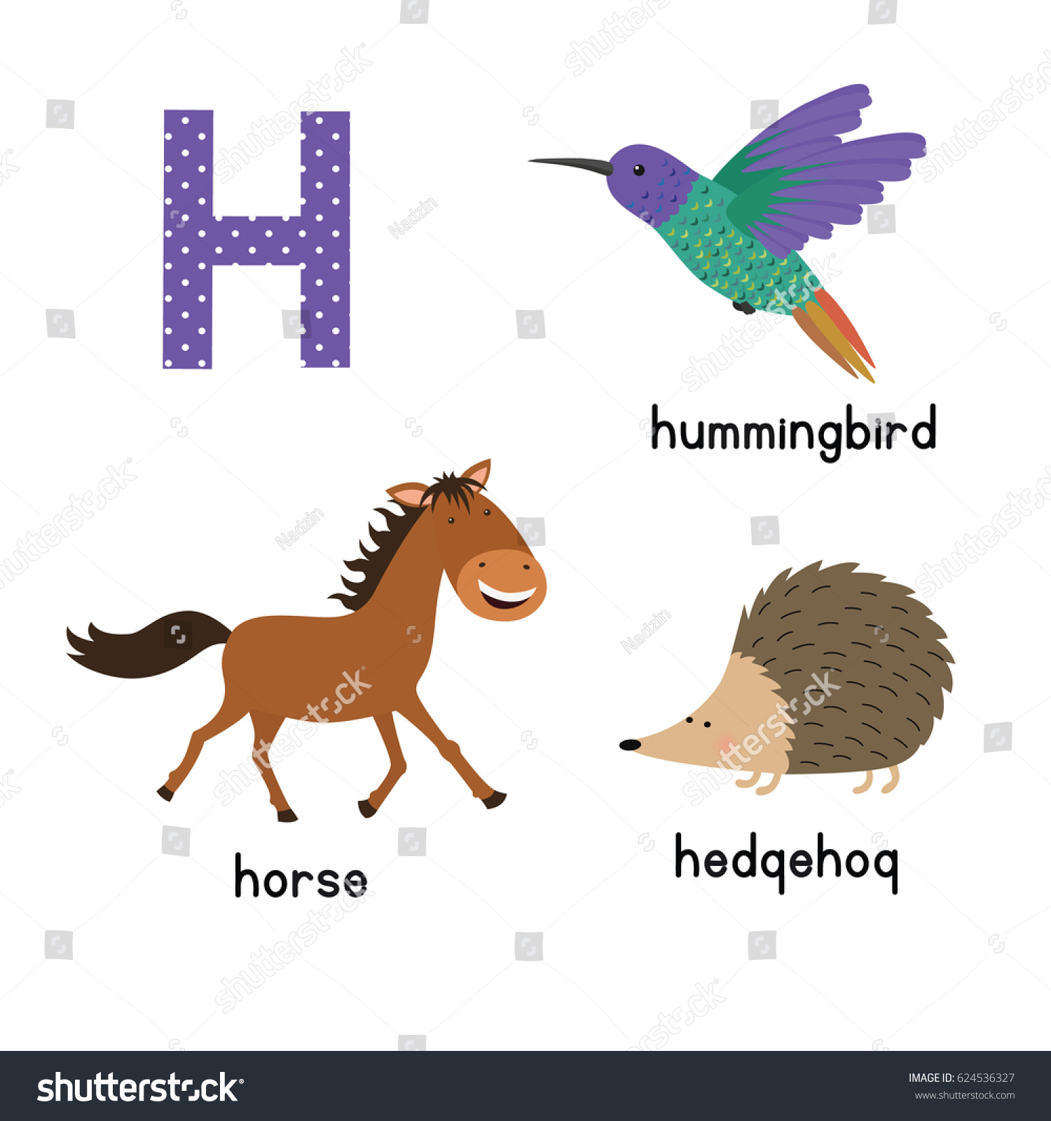 Letter H Cartoon Alphabet Children Vector Stock Vector (Royalty Free ...