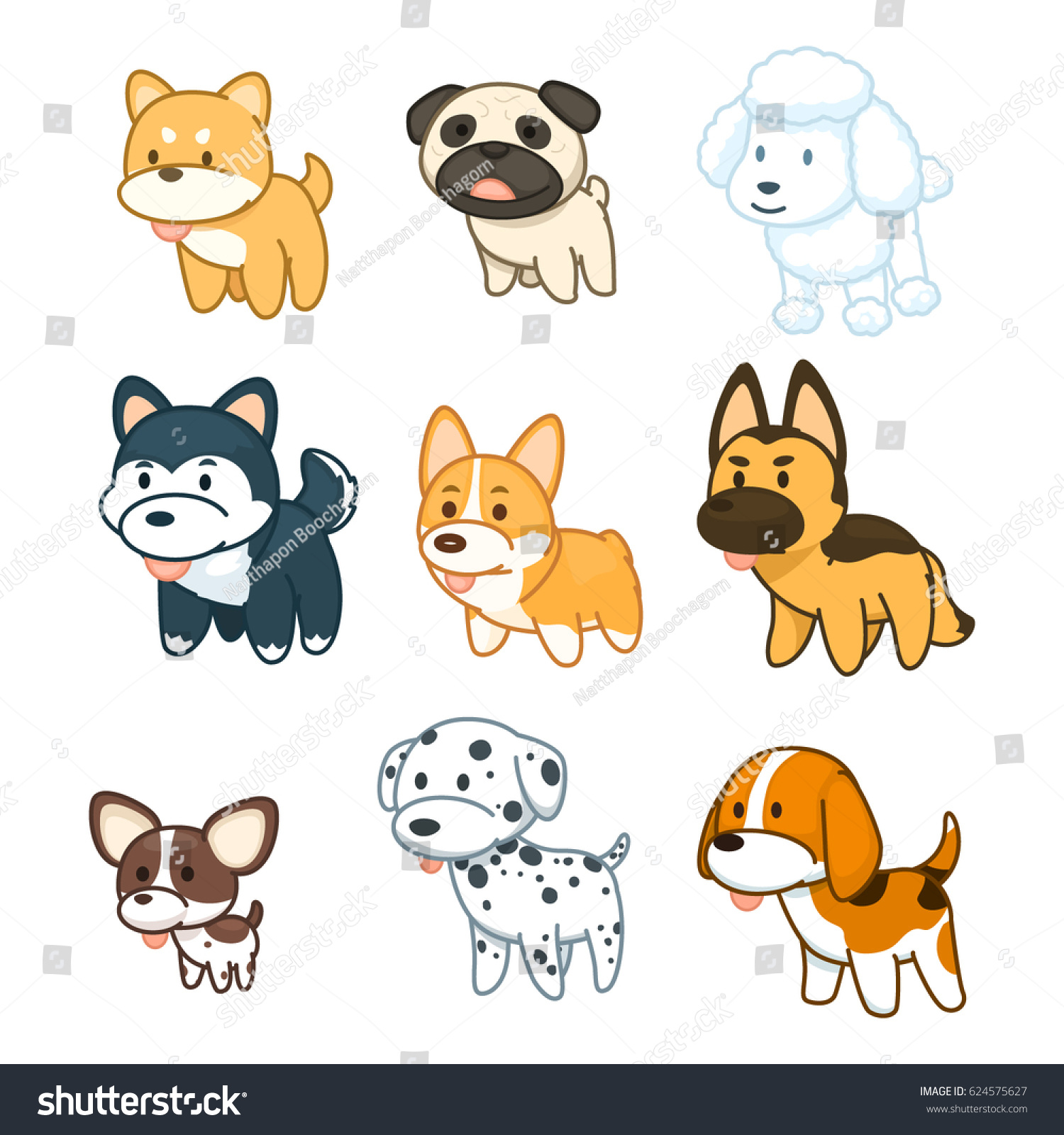 Dog Cartoon Set Stock Vector (Royalty Free) 624575627 | Shutterstock