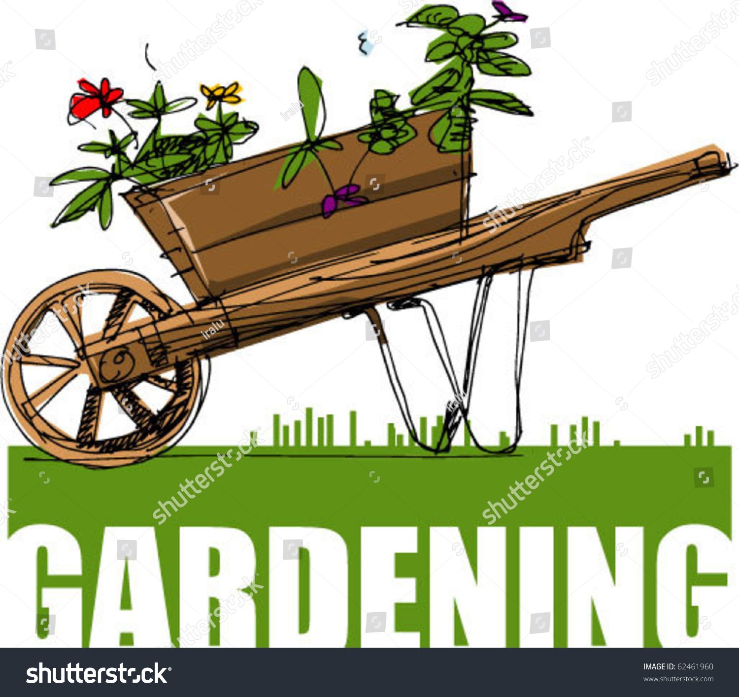 Garden Cart Handmade Sketch Based Vector Stock Vector Royalty Free Shutterstock