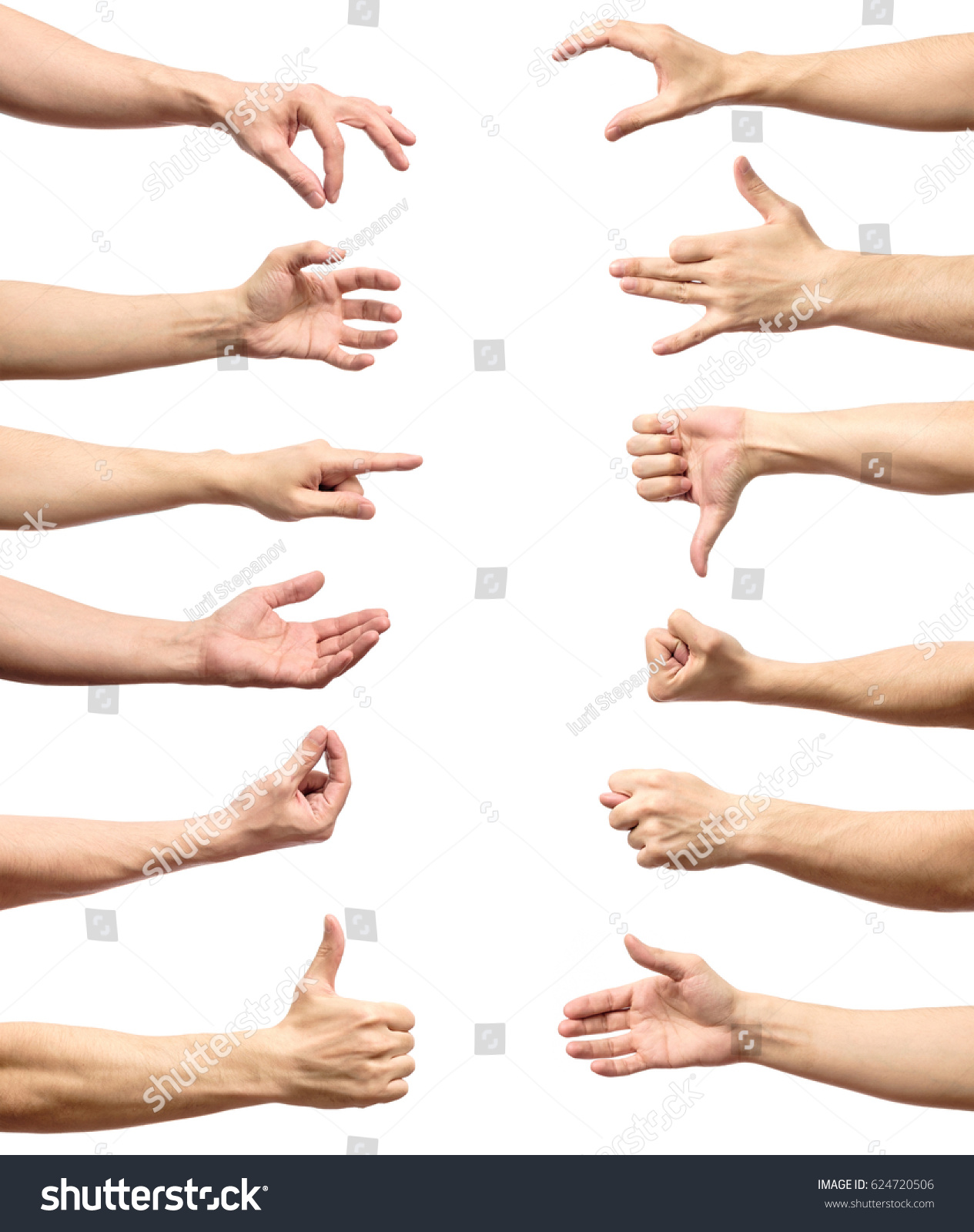 Male Hand Gesture Sign Collection Isolated Stock Photo 624720506 ...