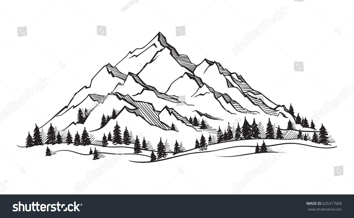 Vector Mountain Texture Sketch Illustration Quote Stock Vector (Royalty ...