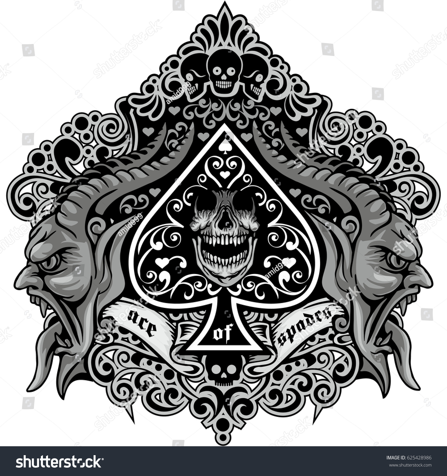 Ace Spades Skull Grunge Vintage Design Stock Vector (Royalty Free ...