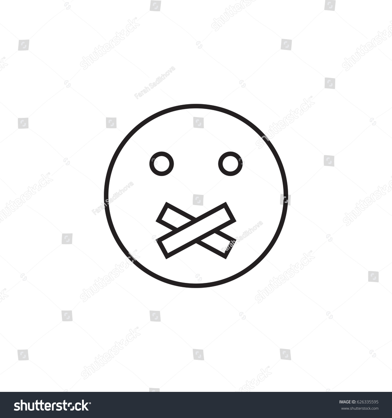 Silent Emoji Outline Icon Face Closed Stock Vector (Royalty Free ...