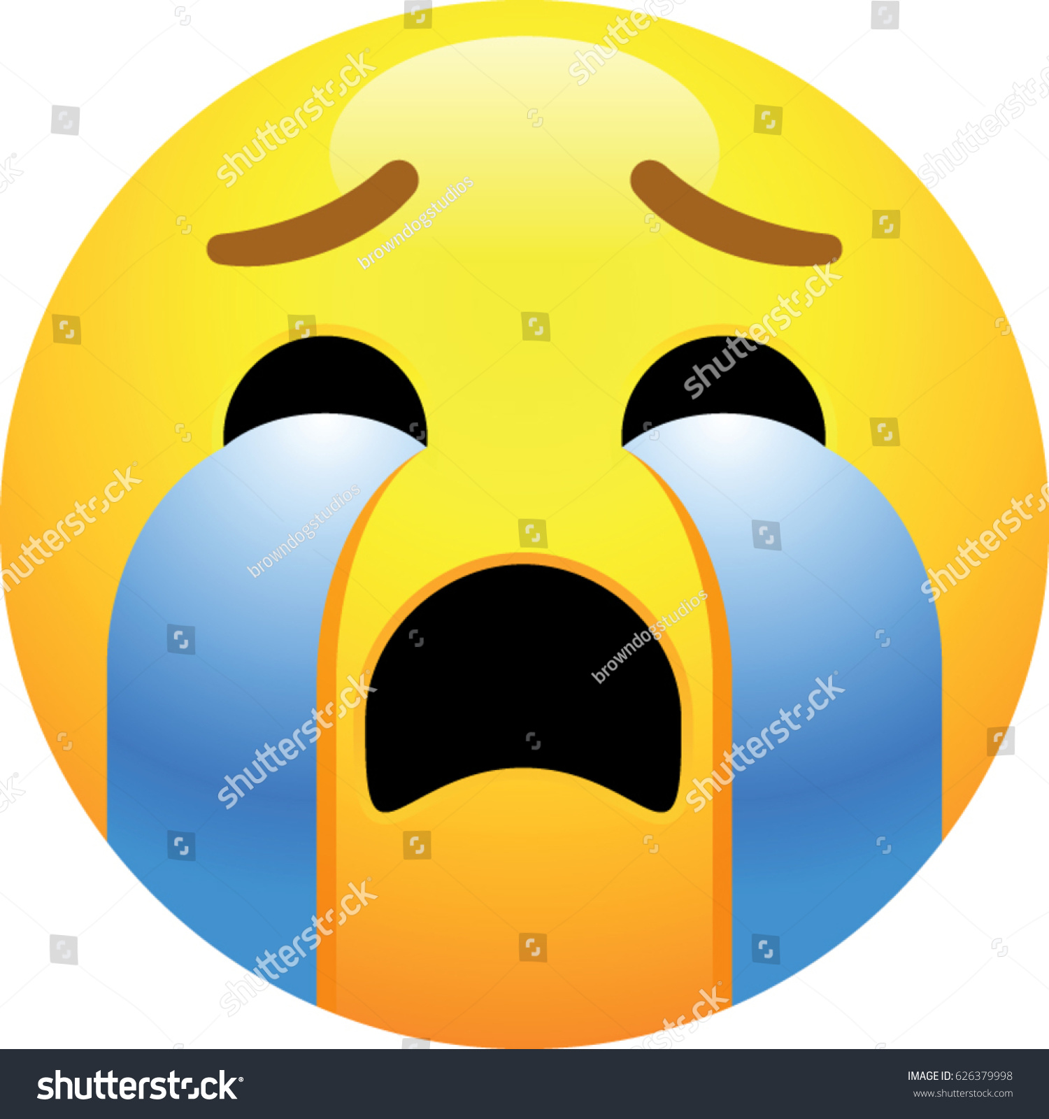 Crying Loudly Face Emoji Stock Vector (Royalty Free) 626379998 ...