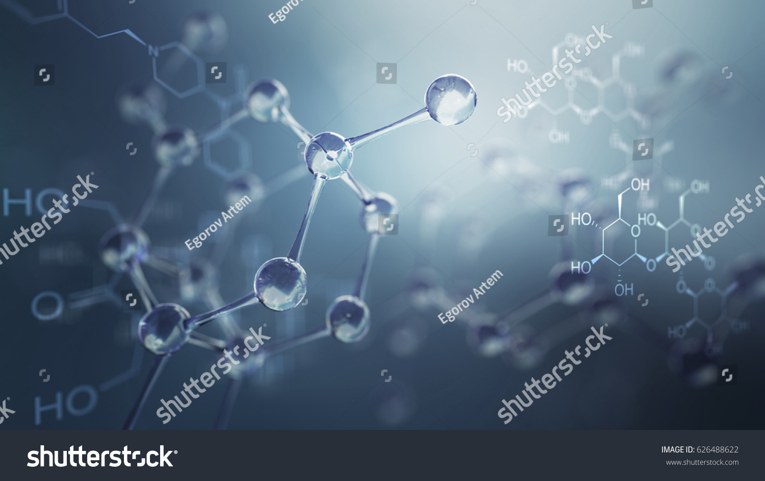 3d Illustration Molecule Model Science Background Stock Illustration ...