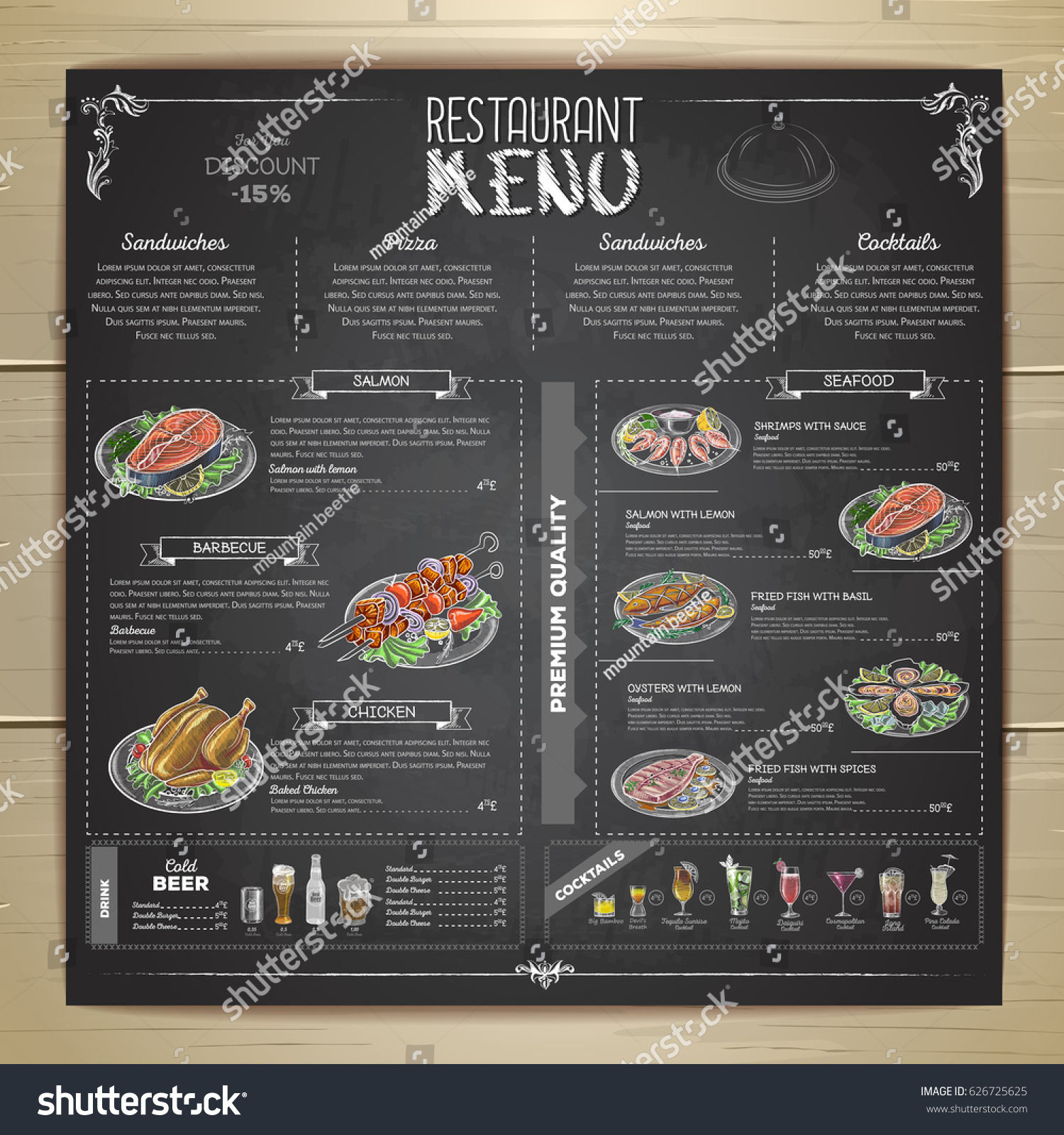 Chalk Drawing Restaurant Menu Design Stock Vector (Royalty Free ...