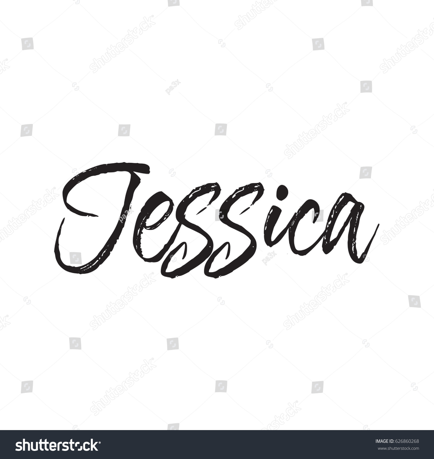 Vektor Stok Jessica Text Design Vector Calligraphy Typography (Tanpa 