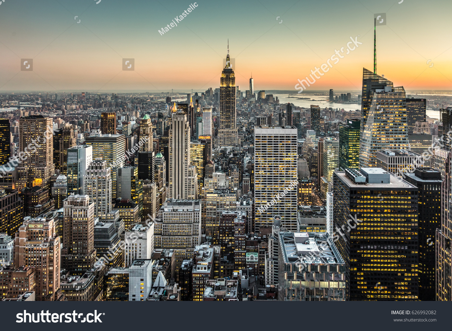 New York City Manhattan Downtown Skyline Stock Photo 626992082 ...