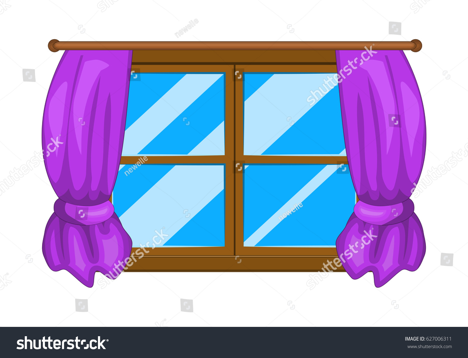 Cartoon Window Curtains Vector Symbol Icon Stock Vector (Royalty Free ...