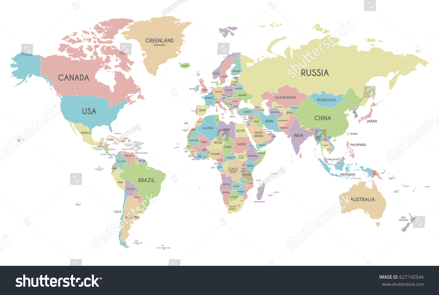 Political World Map Vector Illustration Isolated Stock Vector (Royalty ...