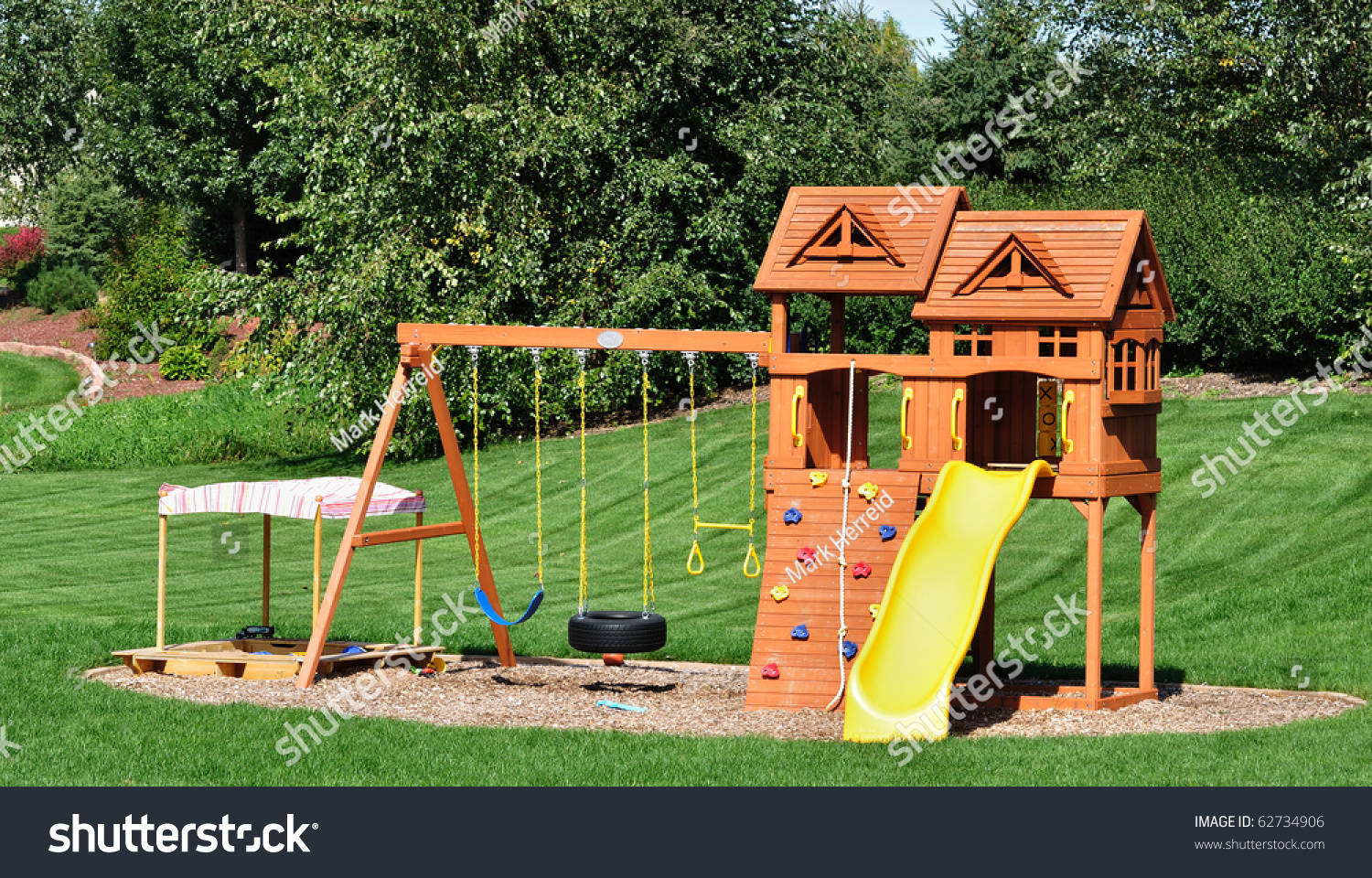 wooden swing set in stock