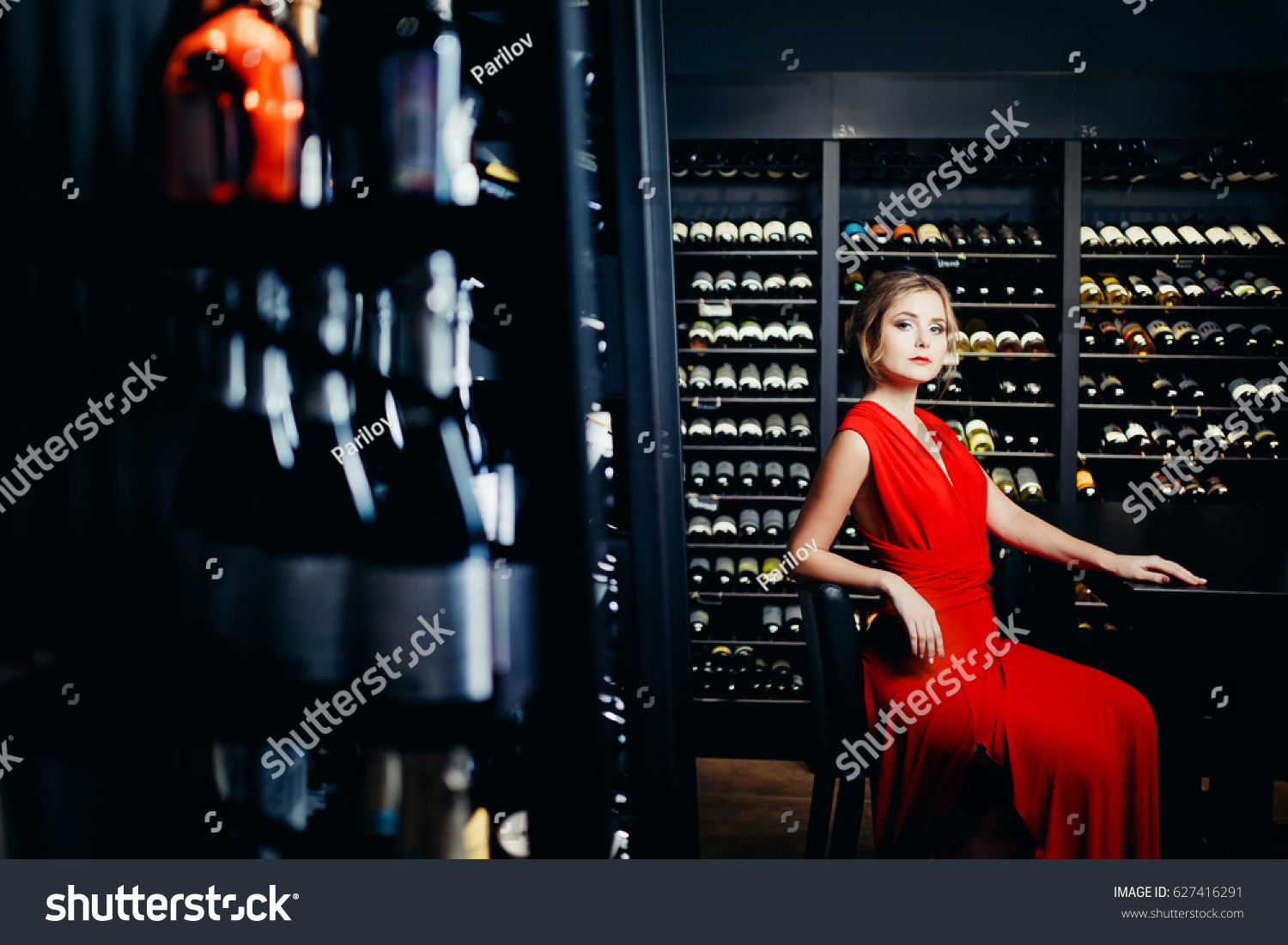 Girl Evening Dress Wine Tasting Wine Stock Photo 627416291 | Shutterstock