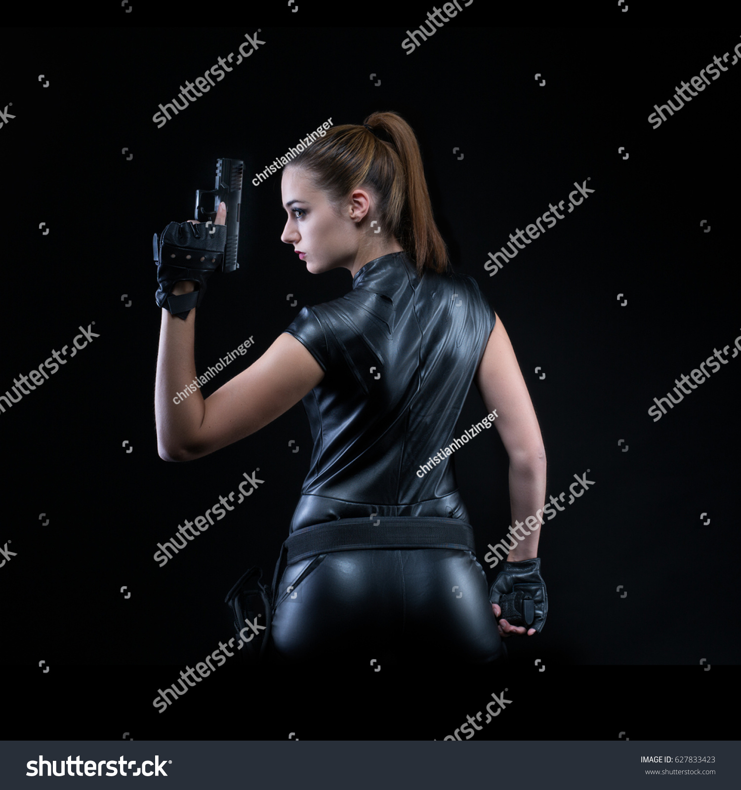 Superhero Police Woman Leather Catsuit Guns Foto Stok 627833423 Shutterstock Superhero Police Woman Leather Catsuit Guns Foto Stok 627833423 Shutterstock