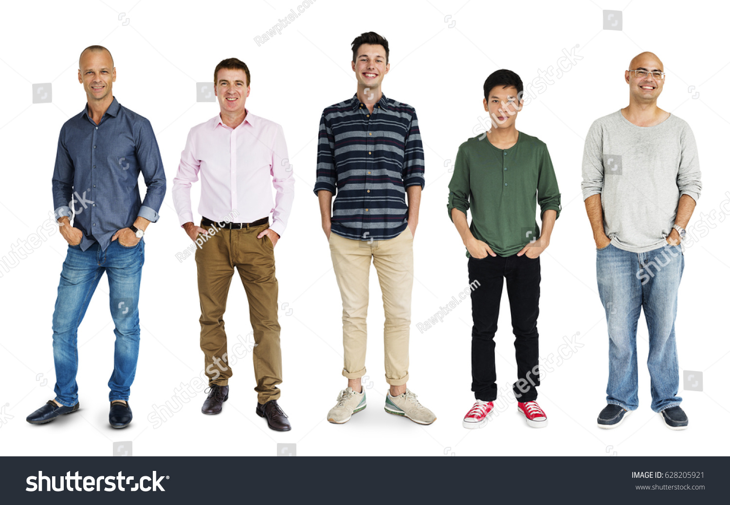 Diversity Adult Men Set Gesture Standing Stock Photo 628205921 ...