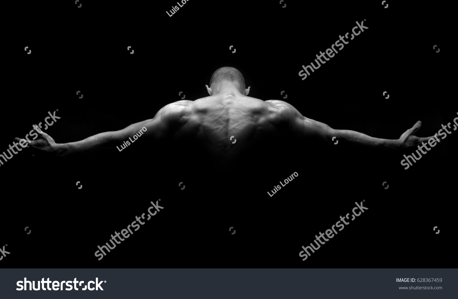 Muscular Mans Back Dark Background Stock Photo 628367459 | Shutterstock