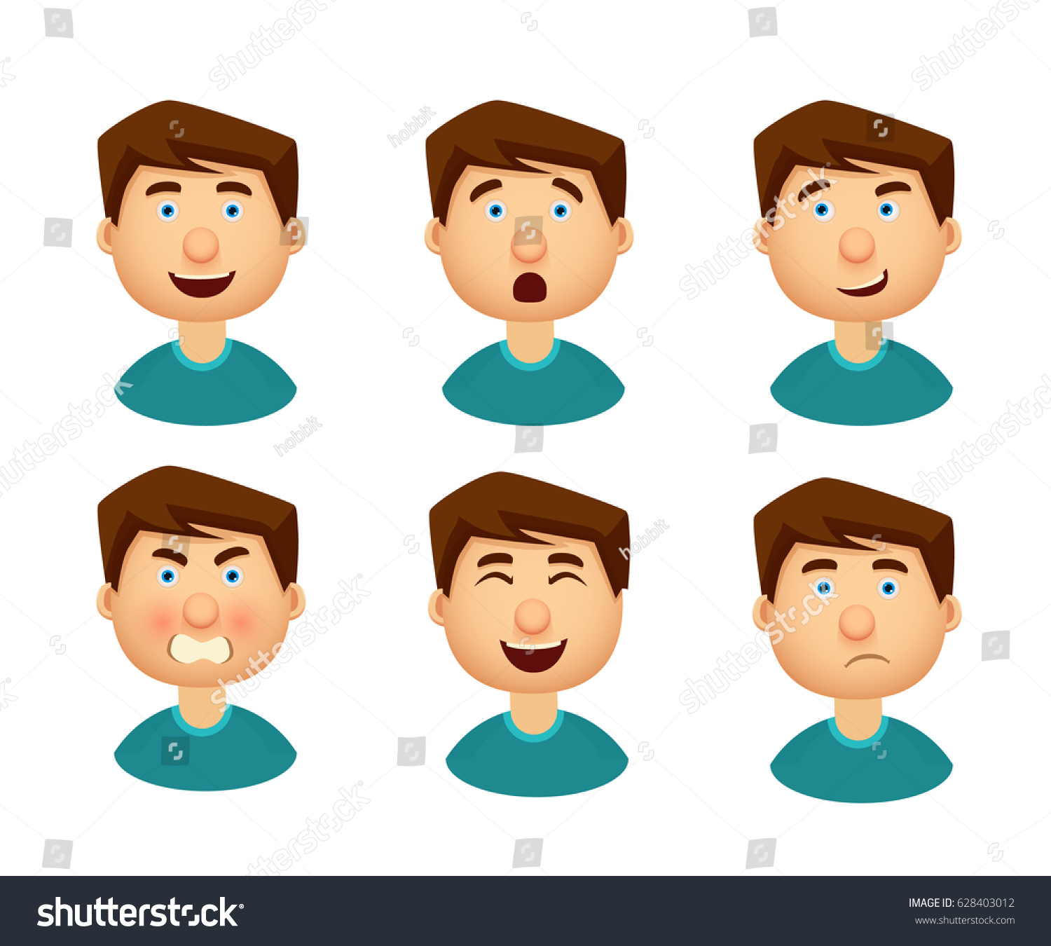 Collection Man Variety Emotions Vector Illustration Stock Vector ...