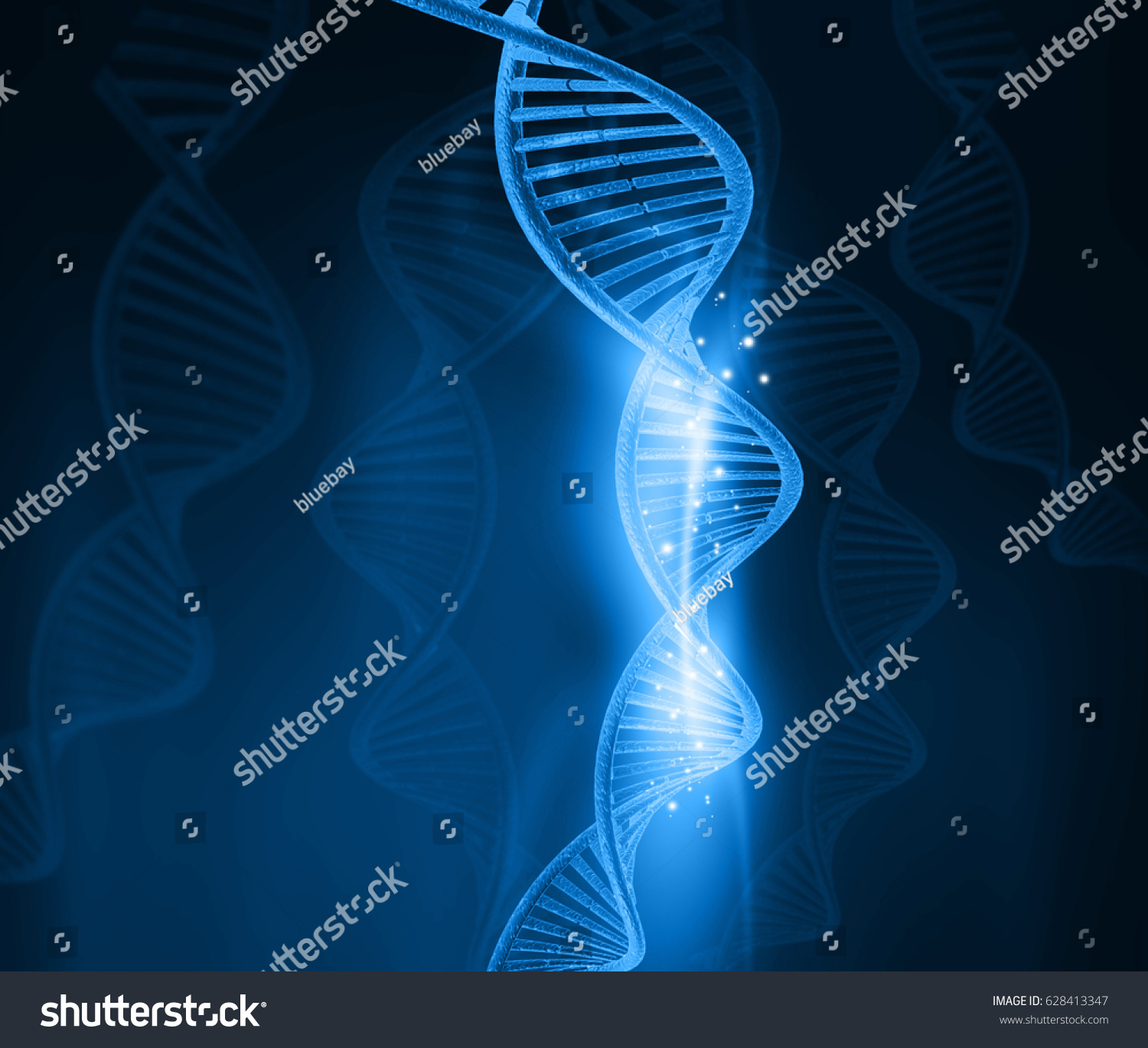 Dna Molecules On Abstract Background 3d Stock Illustration 628413347 ...