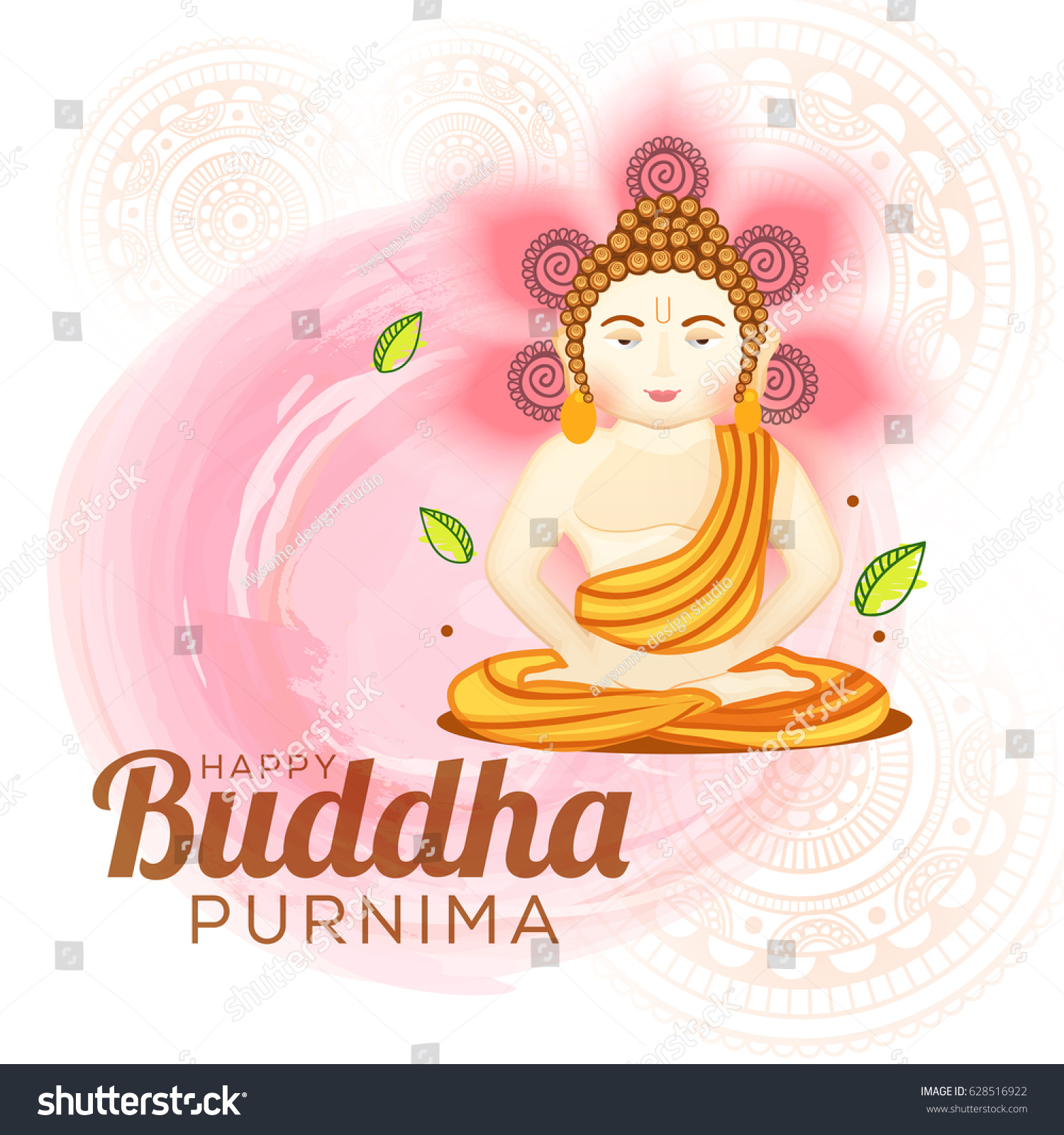 Illustration Buddha Purnima Background Stock Vector (Royalty Free ...