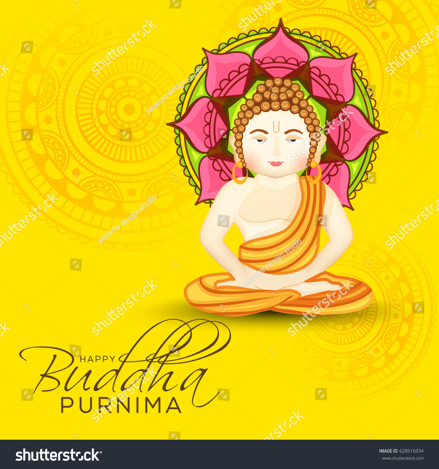 Illustration Buddha Purnima Background Stock Vector (Royalty Free ...