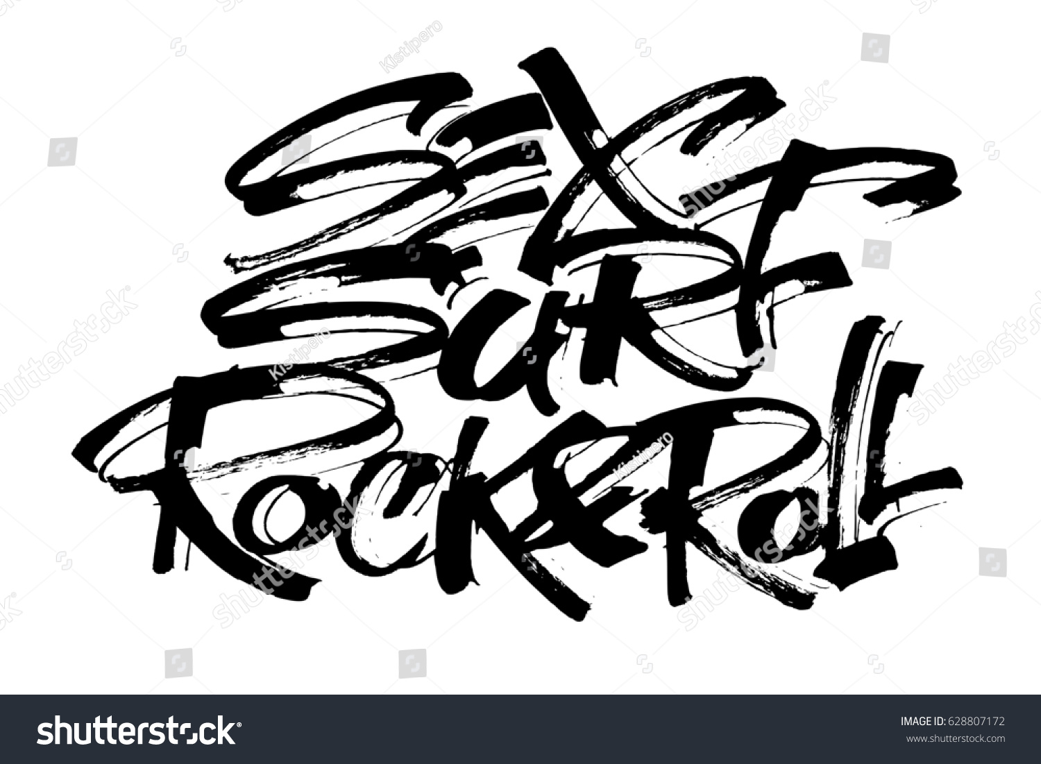 Sex Surf Rocknroll Modern Calligraphy Hand Stock Vector Royalty Free 628807172 Shutterstock 