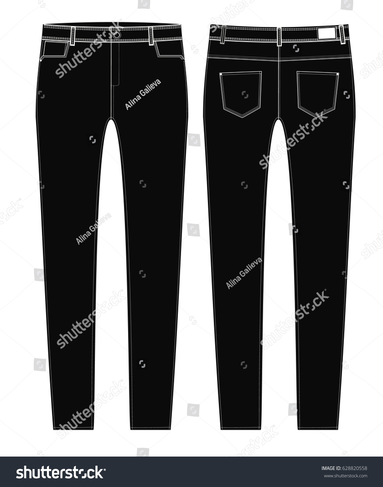 Black Jeans Technical Sketch Stock Vector (Royalty Free) 628820558 ...