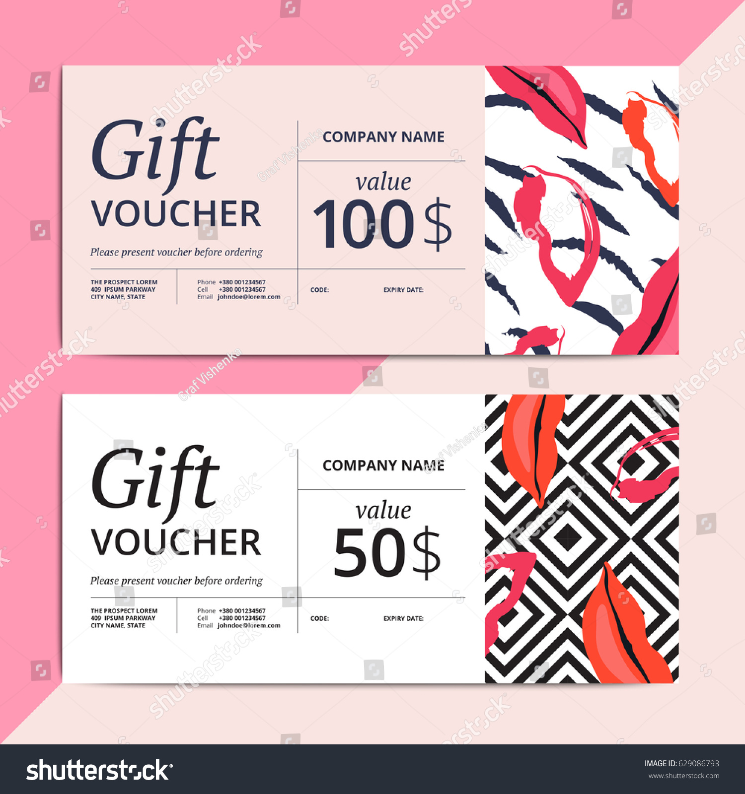 Trendy Abstract Gift Voucher Card Templates Stock Vector (Royalty Free ...