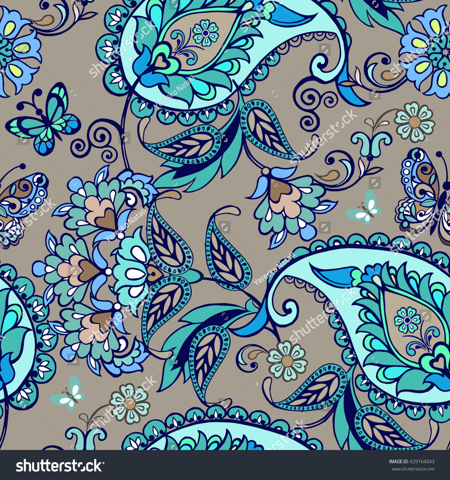 Oriental Seamless Paisley Pattern Floral Wallpaper Stock Vector ...