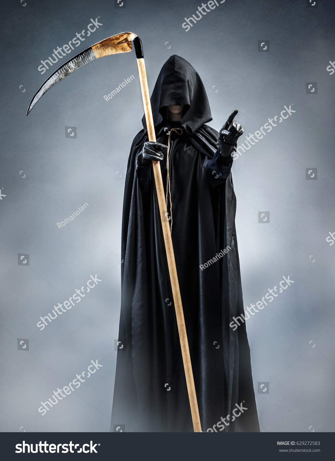 Grim Reaper Points You Photo Silhouette Stock Photo 629272583 ...