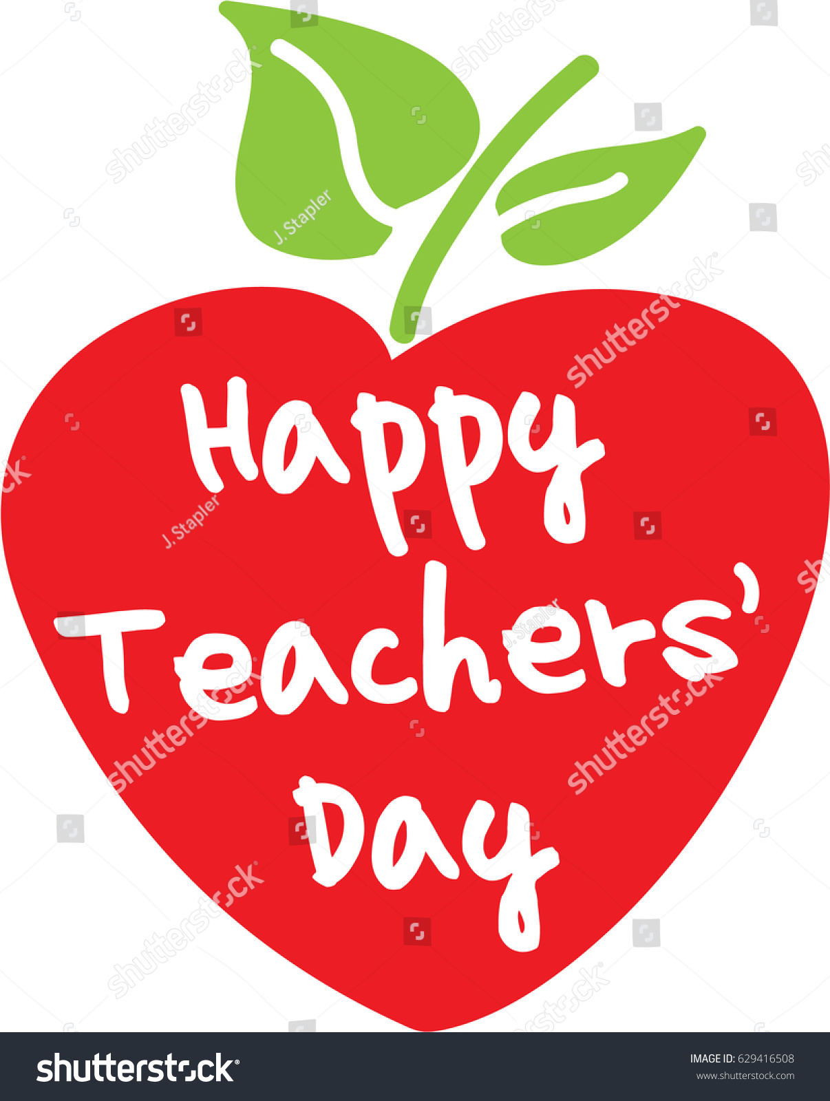 Happy Teachers Day Apple Heart Stock Vector (Royalty Free) 629416508 ...