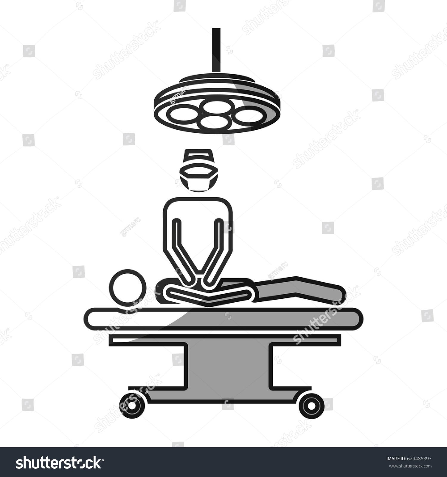 Grayscale Silhouette Pictogram Patient Surgery Icon Stock Vector 