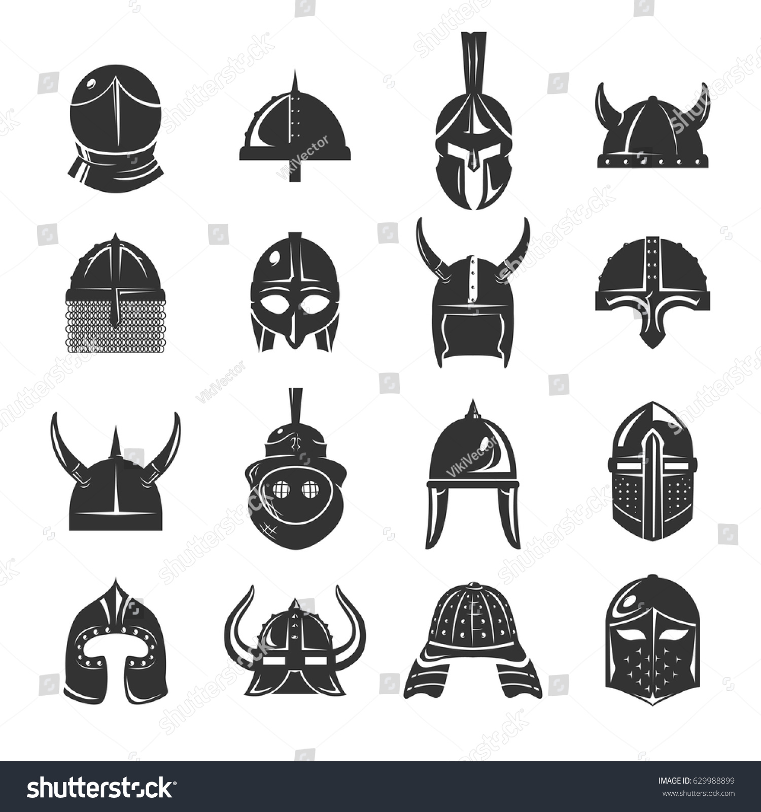 Warrior Helmets Set Vector Icons On Stock Vector (Royalty Free ...