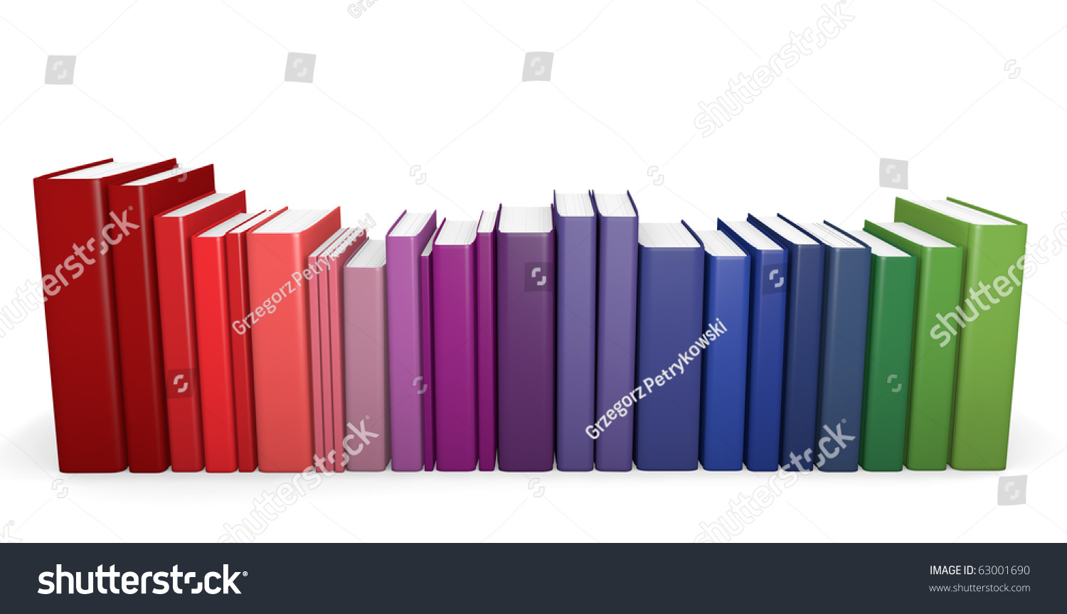 Row Color Coordinated Books 3d Render Stock Illustration 63001690